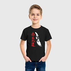 Футболка хлопковая детская Морихэй Уэсиба, цвет: черный — фото 2