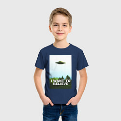 Футболка хлопковая детская I WANT TO BELIEVE, цвет: тёмно-синий — фото 2