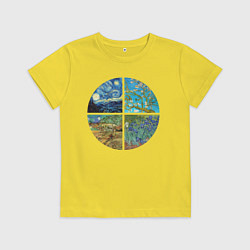 Футболка хлопковая детская Ван Гог Картины, цвет: желтый