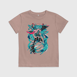 Футболка хлопковая детская Hatsune Miku Expo, цвет: пыльно-розовый