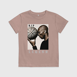 Футболка хлопковая детская Kobe - RIP Legend, цвет: пыльно-розовый