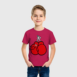 Футболка хлопковая детская Боксерские перчатки, цвет: маджента — фото 2