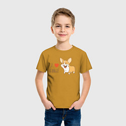 Футболка хлопковая детская I LOVE CORGI, цвет: горчичный — фото 2