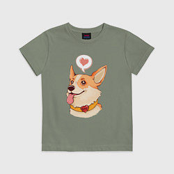 Футболка хлопковая детская КОРГИ, цвет: авокадо