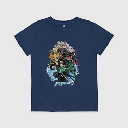 Футболка хлопковая детская KIMETSU NO YAIBA, цвет: тёмно-синий