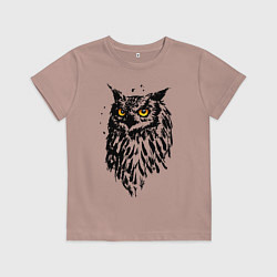 Футболка хлопковая детская Сова, цвет: пыльно-розовый