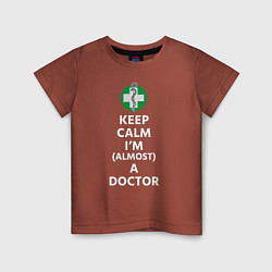 Футболка хлопковая детская Keep calm I??m a doctor, цвет: кирпичный