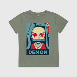 Футболка хлопковая детская Незуко Камадо, цвет: авокадо