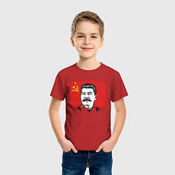 Футболка хлопковая детская Сталин и флаг СССР, цвет: красный — фото 2