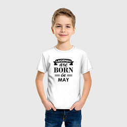 Футболка хлопковая детская Legends are born in May, цвет: белый — фото 2