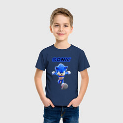 Футболка хлопковая детская SONIC, цвет: тёмно-синий — фото 2