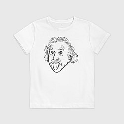 Футболка хлопковая детская Альберт Эйнштейн, цвет: белый