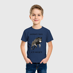 Футболка хлопковая детская Волк, цвет: тёмно-синий — фото 2