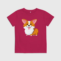 Футболка хлопковая детская Милый корги, цвет: маджента