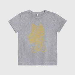 Футболка хлопковая детская Бабочка на велосипеде, цвет: меланж