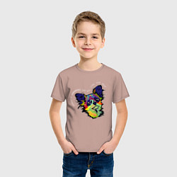 Футболка хлопковая детская Берегись чихуахуа!, цвет: пыльно-розовый — фото 2