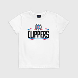 Футболка хлопковая детская Los Angeles Clippers 1, цвет: белый