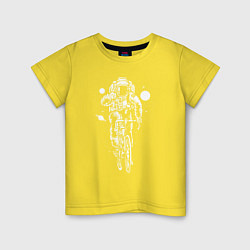 Футболка хлопковая детская Космонавт на велосипеде, цвет: желтый