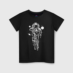 Футболка хлопковая детская Космонавт на велосипеде, цвет: черный
