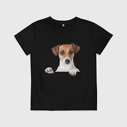 Футболка хлопковая детская Собака, цвет: черный