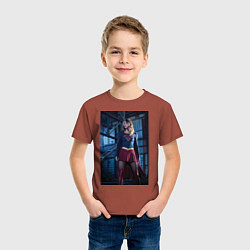 Футболка хлопковая детская Supergirl, цвет: кирпичный — фото 2