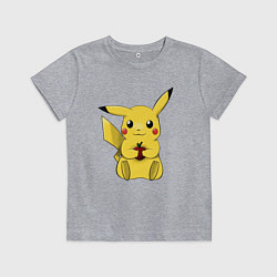 Футболка хлопковая детская Пикачу, цвет: меланж