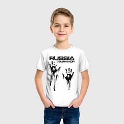 Футболка хлопковая детская Россия выживший, цвет: белый — фото 2