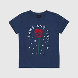 Футболка хлопковая детская PYTN X ROSE НА СПИНЕ, цвет: тёмно-синий