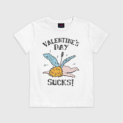 Футболка хлопковая детская Valentines day sucks, цвет: белый