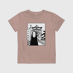 Футболка хлопковая детская No-Face Spirited Away Ghibli, цвет: пыльно-розовый