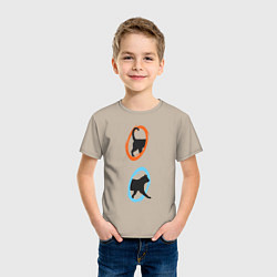 Футболка хлопковая детская Portal Cat, цвет: миндальный — фото 2