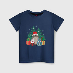 Футболка хлопковая детская New Year Totoro, цвет: тёмно-синий