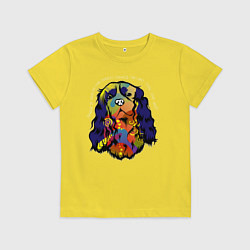 Футболка хлопковая детская Берегись кавалер кинг спаниеля, цвет: желтый