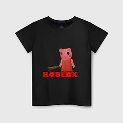 Футболка хлопковая детская ROBLOX: PIGGI, цвет: черный