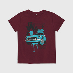 Футболка хлопковая детская Ретро, цвет: меланж-бордовый