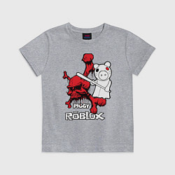 Футболка хлопковая детская Свинка Пигги из Roblox, цвет: меланж