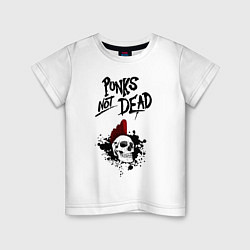 Футболка хлопковая детская Punks not dead, цвет: белый