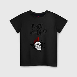 Футболка хлопковая детская Punks not dead, цвет: черный