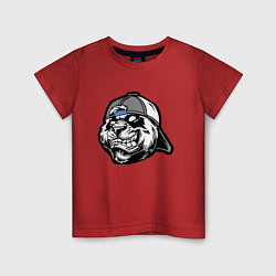 Футболка хлопковая детская Панда в кепке, цвет: красный