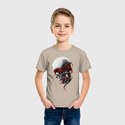 Футболка хлопковая детская Череп Skull, цвет: миндальный — фото 2