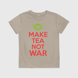 Футболка хлопковая детская Make tea not war, цвет: миндальный