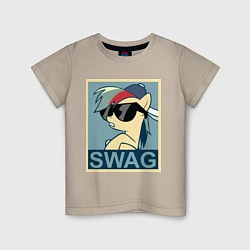 Футболка хлопковая детская Rainbow Dash swag, цвет: миндальный