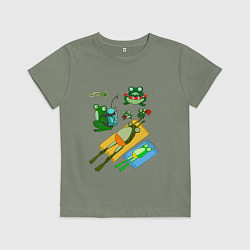 Футболка хлопковая детская Лягушки, цвет: авокадо