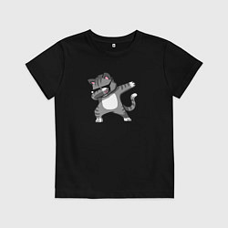 Футболка хлопковая детская Котик dub, цвет: черный