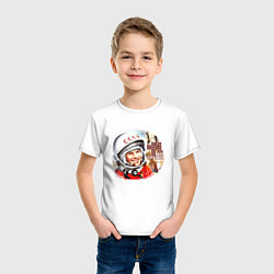 Футболка хлопковая детская Юрий Гагарин 1, цвет: белый — фото 2
