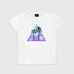 Футболка хлопковая детская Vaporwave пальмы, цвет: белый