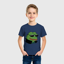 Футболка хлопковая детская Pepe в очках EZ, цвет: тёмно-синий — фото 2