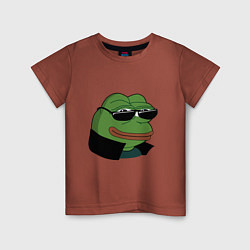 Футболка хлопковая детская Pepe в очках EZ, цвет: кирпичный