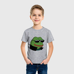 Футболка хлопковая детская Pepe в очках EZ, цвет: меланж — фото 2