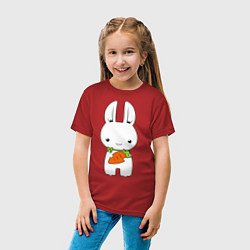 Футболка хлопковая детская Зайчик с морковкой, цвет: красный — фото 2